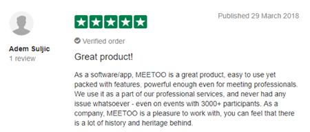 Vevox Trustpilot Review - "great product!"