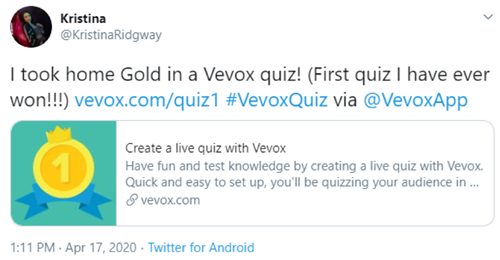 Live quiz Vevox