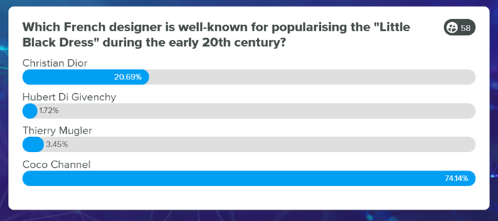 Live polling quiz question