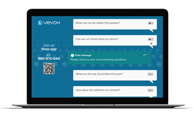 Vevox Q&A screen