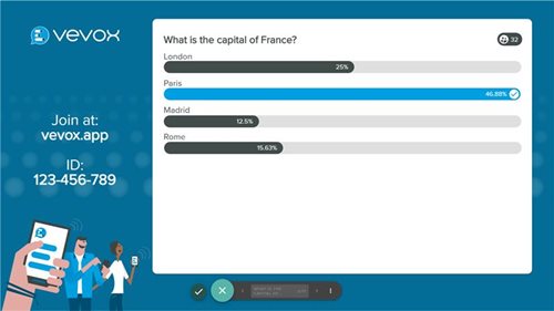 Polling in present view, Vevox Q&A and polling audience display