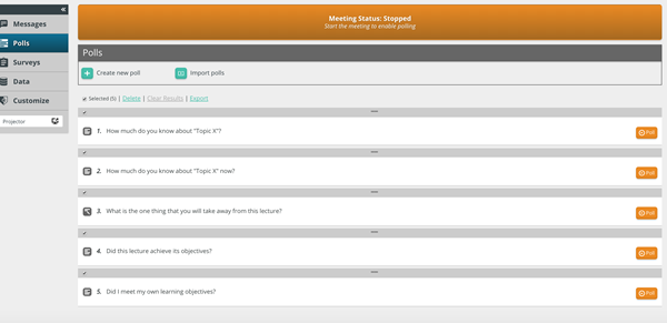 Live polls - Meeting Dashboard